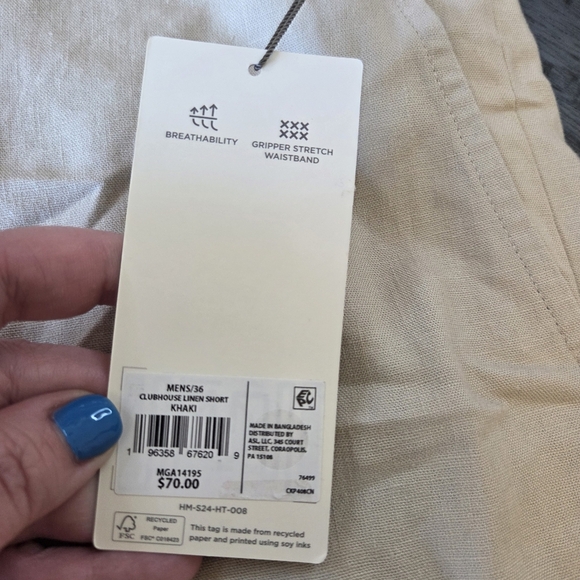 Men's Walter Hagen Clubhouse Khaki Linen Shorts Size 36 Golf Outdoor Active - Picture 3 of 9